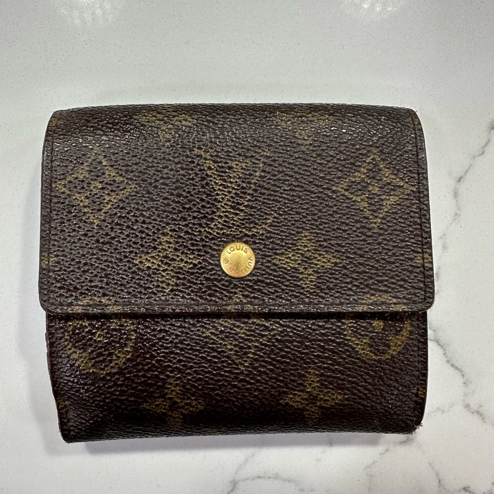 1990’s Vintage Authentic Louis Vuitton Wallet Tri-Fold Portefeuille Elise Mono